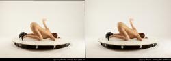 Nude Woman White Kneeling poses - ALL Slim long brown 3D Stereoscopic poses Pinup